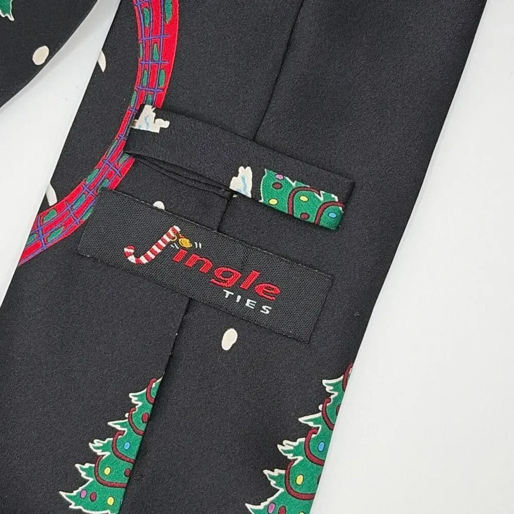Vintage 90s Jingle Ties‎ Silk Snowman Christmas Novelty Necktie with Bells